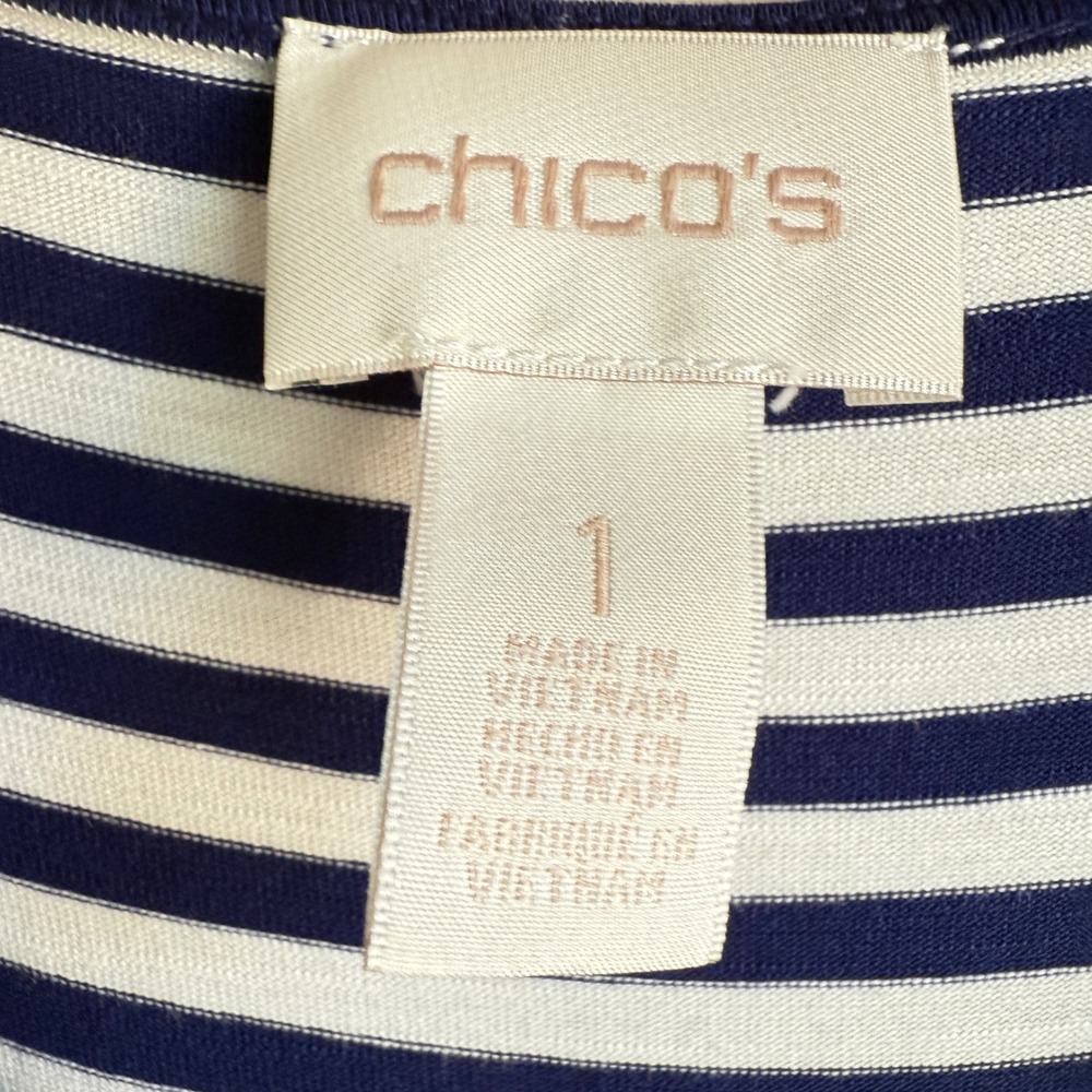 Chico's Maxi Dress Striped Sleeveless Casual Summer Beach Blue White Size 1 - Picture 4 of 8